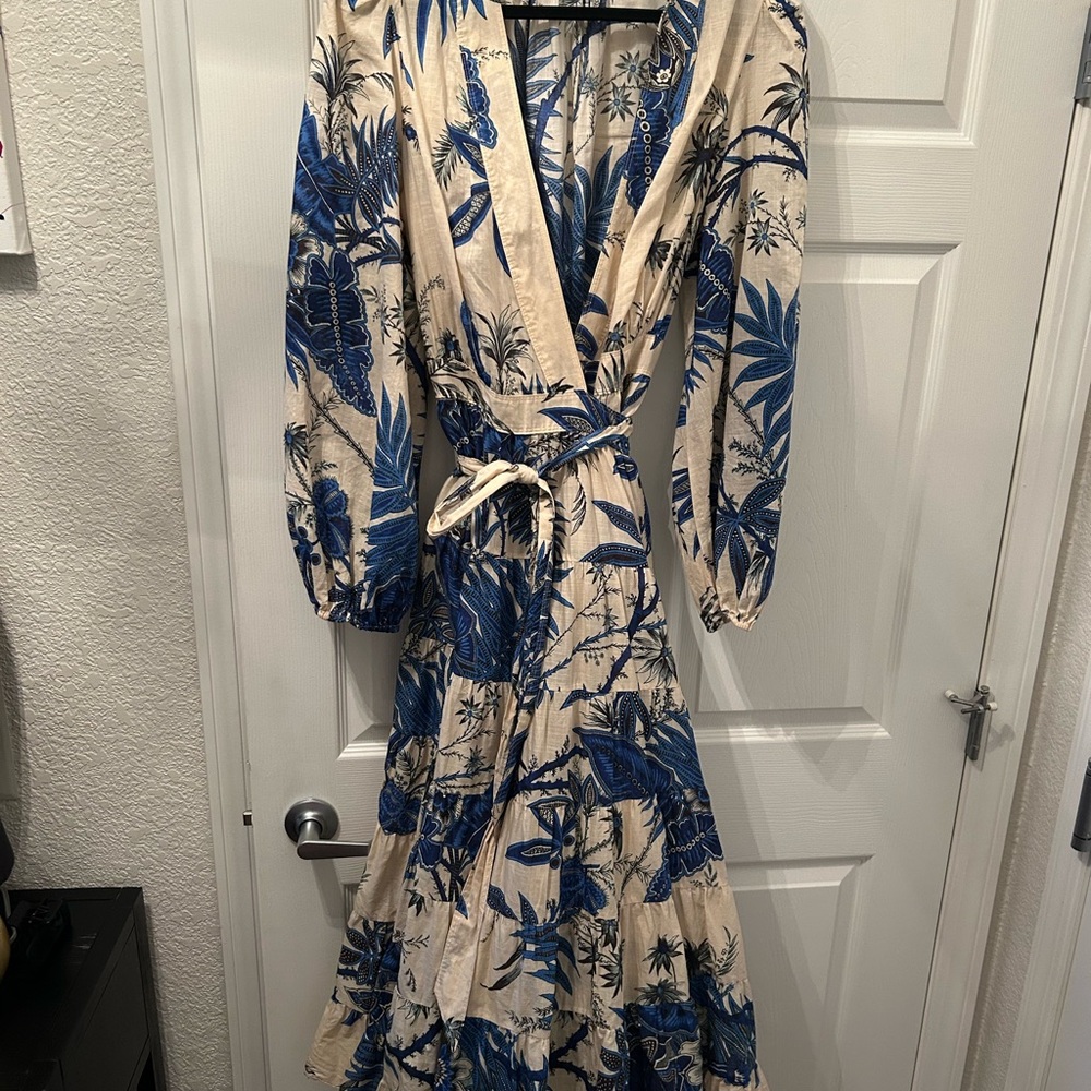 Banana Republic Blue and Cream Midi Dress